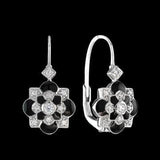 Diamond and Black Enamel Dangle 14K White Gold Earrings