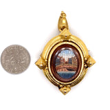 Estate Elizabeth Locke Mirco Mosiac Pendant/Brooch 18K Yellow Gold 11965