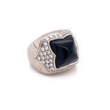 Bvglari Onyx, Diamond and 18K White Gold Ring