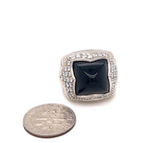 Bvglari Onyx, Diamond and 18K White Gold Ring