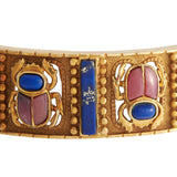 Estate Lapis Lazuli & Rhodochrosite 18K Yellow Gold Bangle 14262