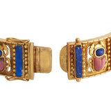 Estate Lapis Lazuli & Rhodochrosite 18K Yellow Gold Bangle 14262