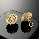 Moonstone, Ruby, Emerald and Diamond 18k Yellow Gold Earrings