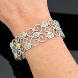 Designer AV 8.80cttw Natural Fancy Yellow and White Diamond 14K Yellow and White Gold Bracelet