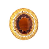 Art Deco Citrine and 14K Yellow Gold Pendant Brooch