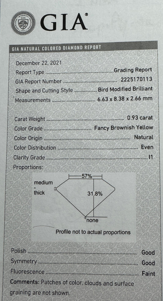 "The Bird Cut" .93ct Loose Natural Diamond
