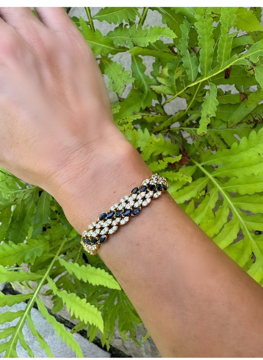 Diamond and Sapphire 18K Yellow Gold Bracelet