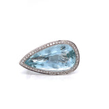 Aquamarine, Diamond and 18K White Gold Ring