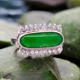 Estate Jadeite Diamond 18K WG Ring 15499