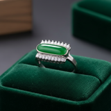 Estate Jadeite Diamond 18K WG Ring 15499