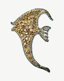 Estate Natural Fancy Yellow & White Diamond 18K WG Angel Fish Pendant/Brooch 15528