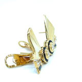 French Designer Retro Diamond and Sapphire Earrings