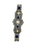 Estate Art Deco Filigree Diamond Sapphire Platinum/14K WG Bracelet 15533