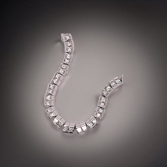 Princess Cut Diamond 14K White Gold Tennis Bracelet