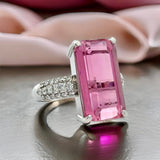 Estate 11.18 ct Pink Tourmaline Diamond Platinum Ring 15535