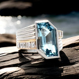 Estate Designer 4.88 ct Aquamarine Diamond Platinum/18K YG Ring 15539