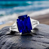 Estate Fine 7.72 ct Sapphire (AGL) Diamond Platinum 3-Stone Ring 15532