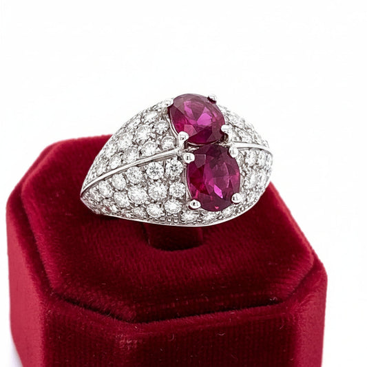 Ruby and Diamond 18K White Gold Ring