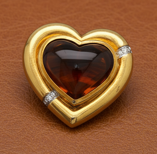 Tiffany & Co Paloma Picasso Citrine, Diamond and 18K Yellow Gold Heart Brooch