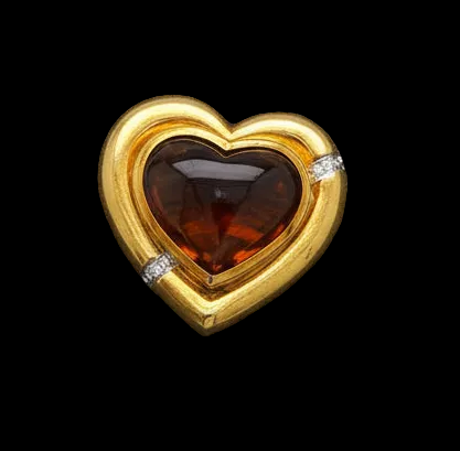 Tiffany & Co Paloma Picasso Citrine, Diamond and 18K Yellow Gold Heart Brooch