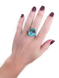 Oval Aquamarine and Diamond Platinum Ring