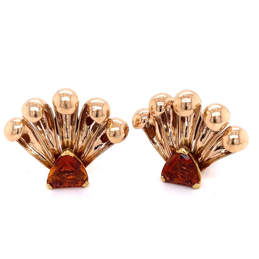 Estate Retro 4.20 cttw Citrine Fan Earrings 12270