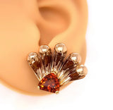 Estate Retro 4.20 cttw Citrine Fan Earrings 12270