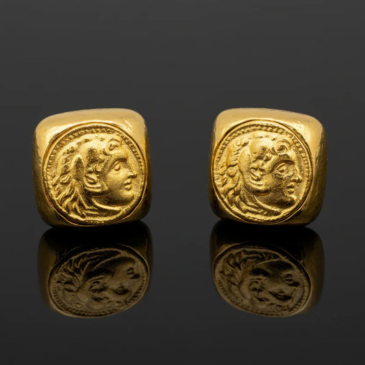 Estate David Webb Roman/Ancient 18K Yellow Coin Cuff Links