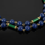 Vintage David Webb 1145cttw Lapis, Green Enamel 18Kt Yellow Gold 34" Necklace