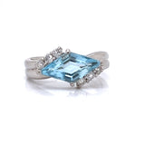 Estate 1.50 ct Aquamarine and Diamond Platinum Ring 12278