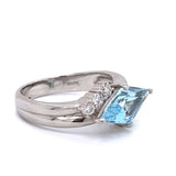 Estate 1.50 ct Aquamarine and Diamond Platinum Ring 12278