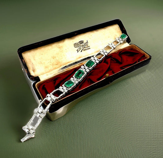 Estate 9.43 cttw Emerald 2.81 cttw Diamond Bracelet 14650