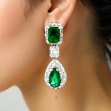 Estate 6.59 cttw Emerald Diamond Dangle Earrings 14652