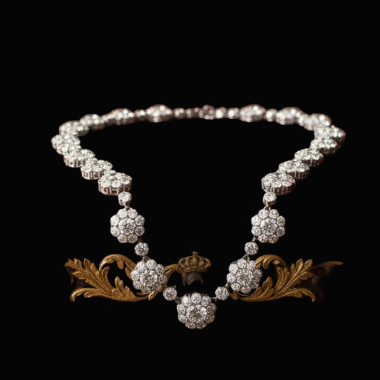 Vintage 58.75cttw Diamond Platinum and 18Kt White Gold Necklace