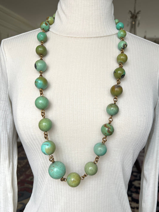 Estate Stephan Dweck 10-28mm Turquoise 38" Necklace 13518