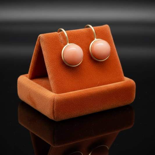 Natural Coral and 14Kt Yellow Gold Earrings