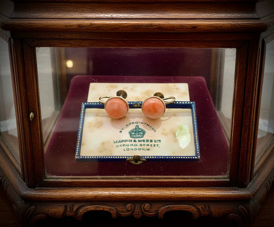 Natural Coral and 14Kt Yellow Gold Earrings