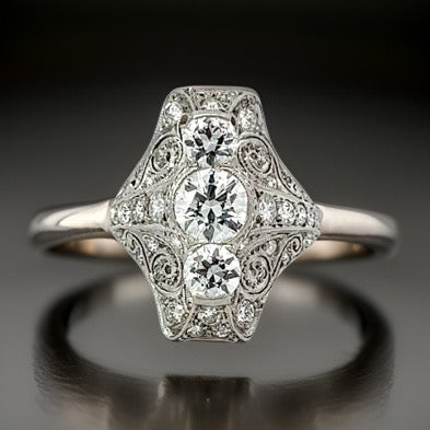 Estate Art Deco 1.63 cttw Diamond Filigree Platinum Ring 14280