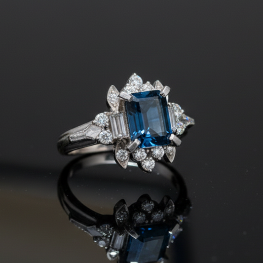 Sapphire and Diamond Platinum Ring