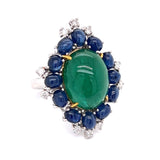 Parisian Inspired Emerald, Sapphire & Diamond Ring 12481