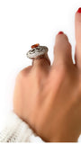 Zydo 5.10 ct Orange Sapphire and Diamond 18K White Gold Ring