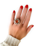 Zydo 5.10 ct Orange Sapphire and Diamond 18K White Gold Cocktail Ring