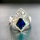 Estate Designer 1.86 ct Fine Sapphire Diamond Platinum Ring 14984