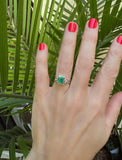Fine Emerald and Diamond Platinum Ring
