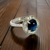 Estate 2.54 ct Fine Cab Sapphire Diamond Ring 14998