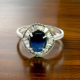 Estate 2.54 ct Fine Cab Sapphire Diamond Ring 14998