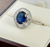 Estate 2.54 ct Fine Cab Sapphire Diamond Ring 14998