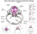 Modern Pink Sapphire and Diamond 18Kt White Gold Ring