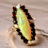 Estate 5.00 cttw Opal & Garnet 14K Yellow Gold Ring 15003