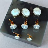 Estate Art Deco Mother of Pearl Tuxedo Shirt Studs & Matching Double Sided Cuff Link (Set in Original Box) 15662